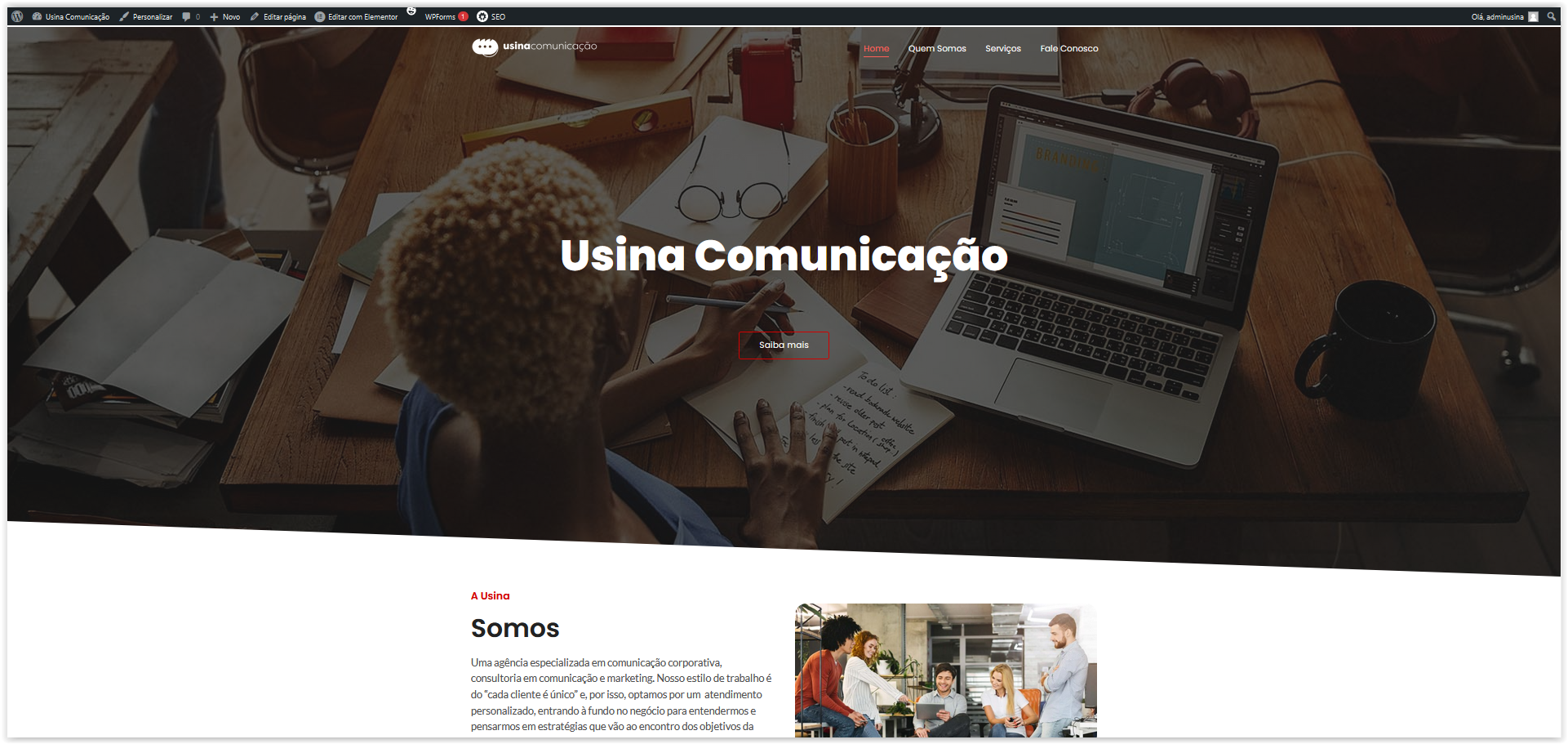 Desenvolvimento de site “one page landing” – Usina Comunicação